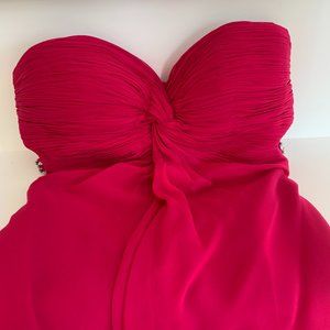 Raspberry Strapless Prom Dress with Jeweled Back